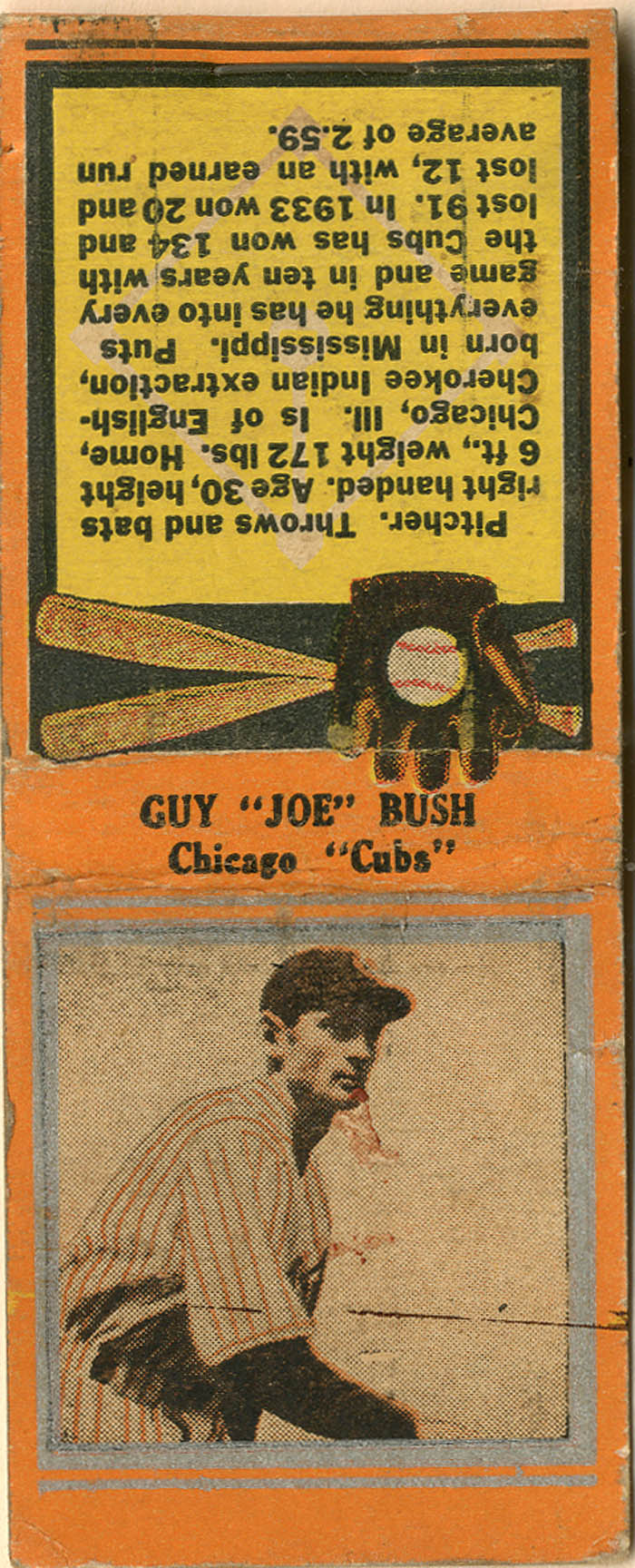 Guy Joe Bush Matchbook - Baseball Americana